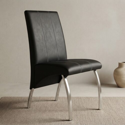 Silla Comedor Moderna Gabbiano Tapizada Cromada