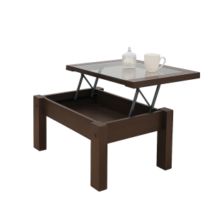 Mesa Centro Ratona Doppia Elevable Vidrio 0.90m - WENGUE