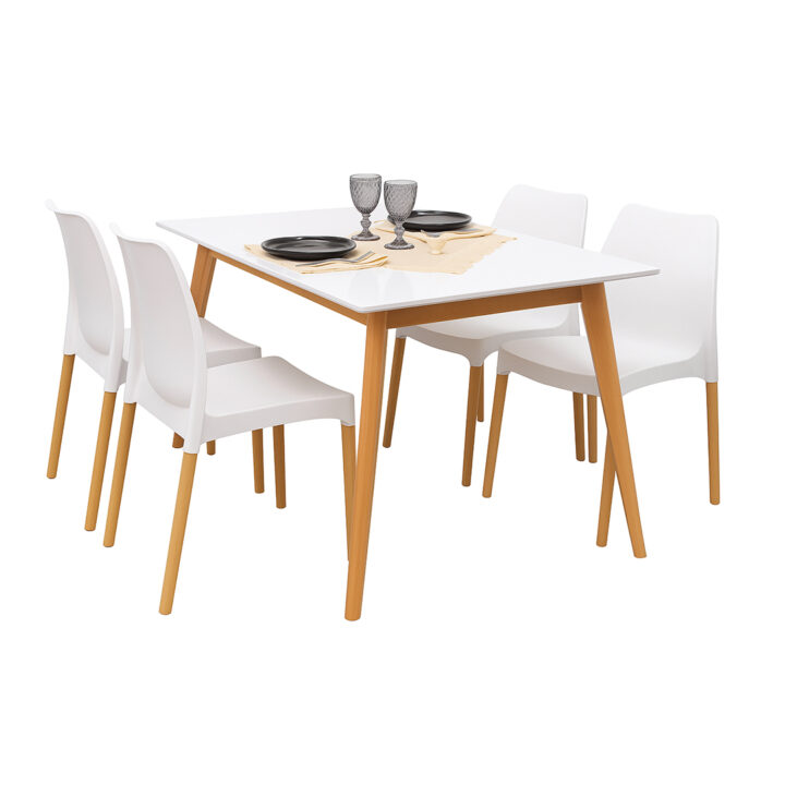 Mesa Nórdica Rect 1,40 Tapa Melam. Patas Madera