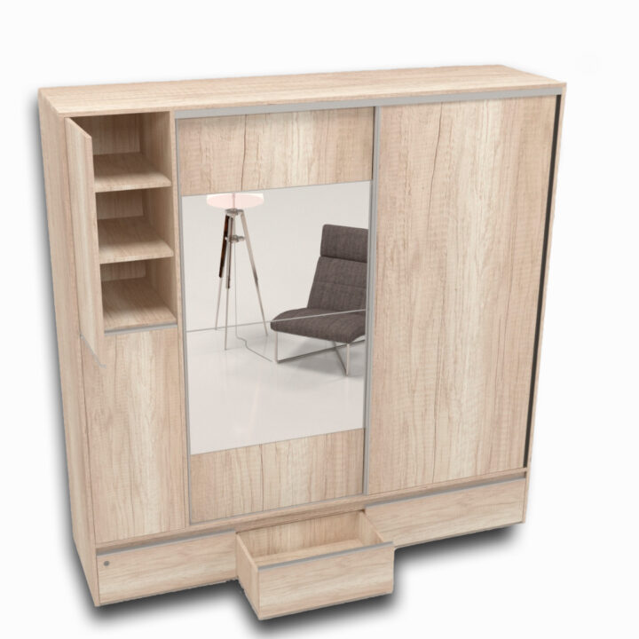 Placard Ropero Moderno Ragazzo 2 Puertas Corredizas 1 Espejo 1 Madera Helsinky 2.20m