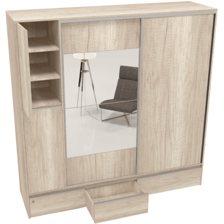 Placard Ropero Moderno Ragazzo 2 Puertas Corredizas 1 Espejo 1 Madera 2.20m