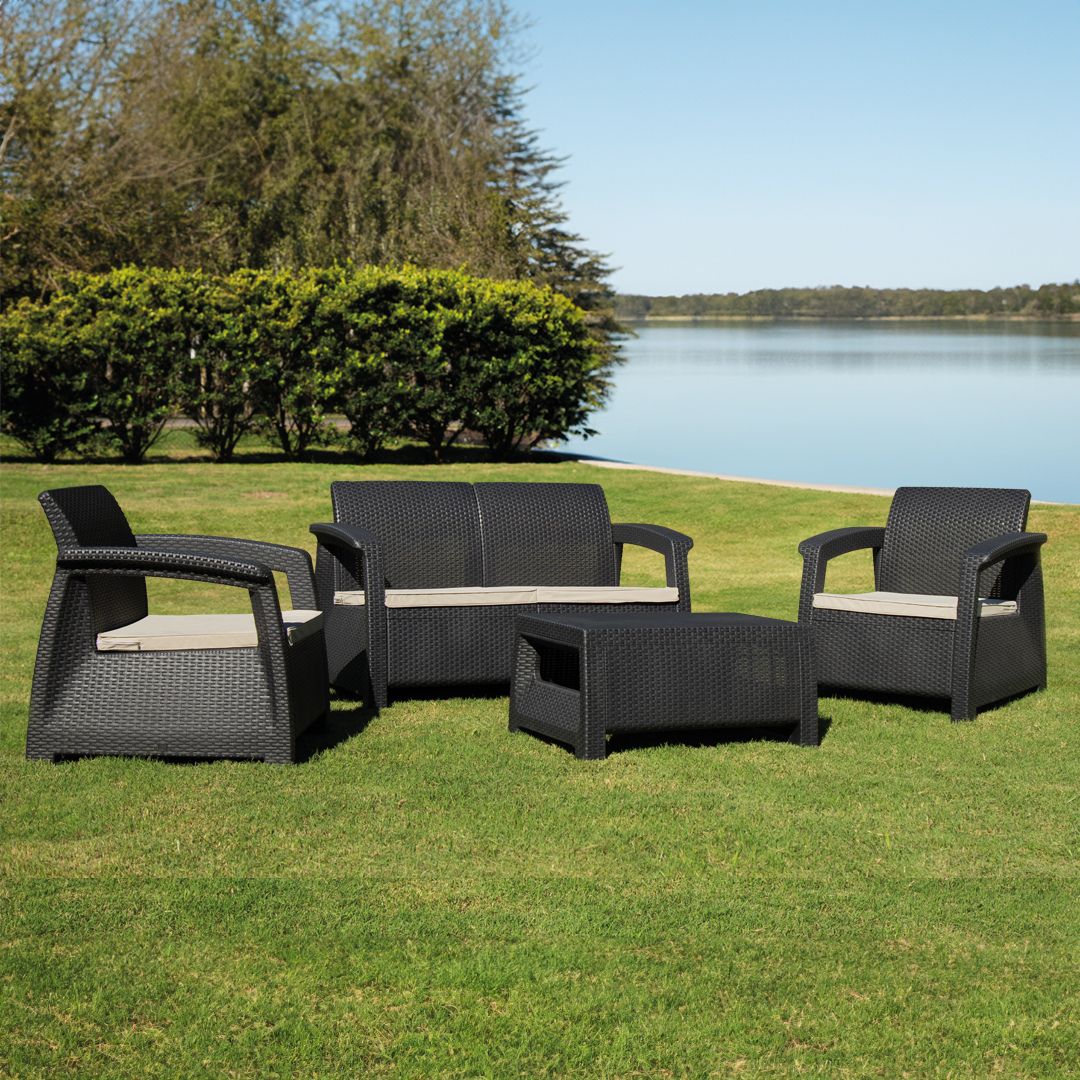 Set2 Jardín Plástico Simil Rattan Roma Grafito - Image 2