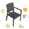 Silla Plástica Lux Rattan Apilable Apoyabrazos (1)