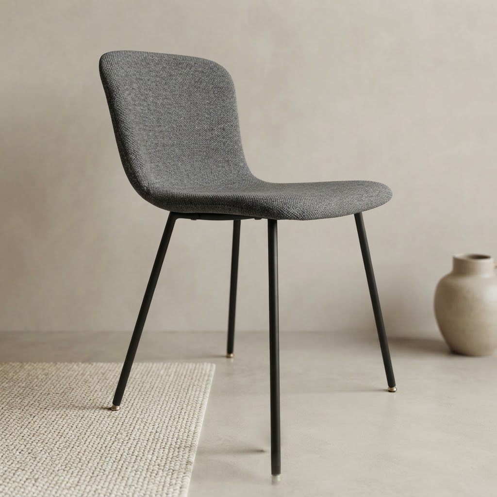 Silla Comedor Queens Dark Grey Base Negra