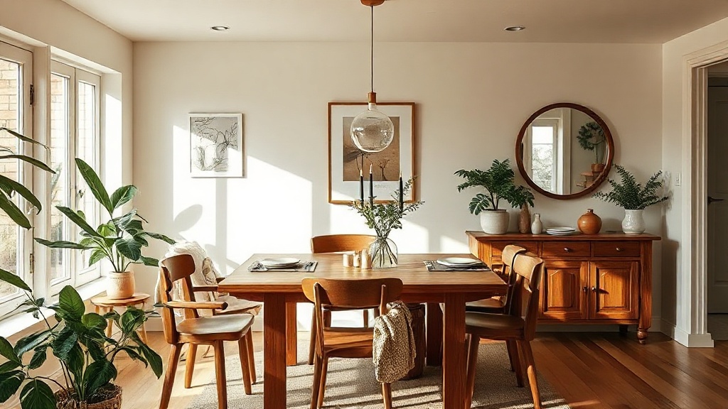 Comedor de madera en una casa de Paraná con luz natural